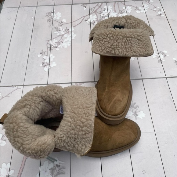 Zara Tan Suede Ankle Boots with Buckle - Picture 3 of 7